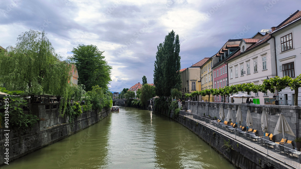 Ljubljana city on the banks of Ljubljanica river Ljubljana city on the banks of Ljubljanica river