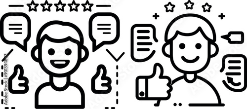 A single outline ribbon with a curve pattern for social media. A continuous one-line icon with a curl.