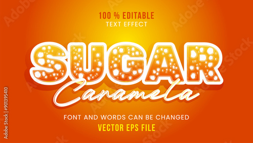 Editable text effect with shiny sugar and caramel texture