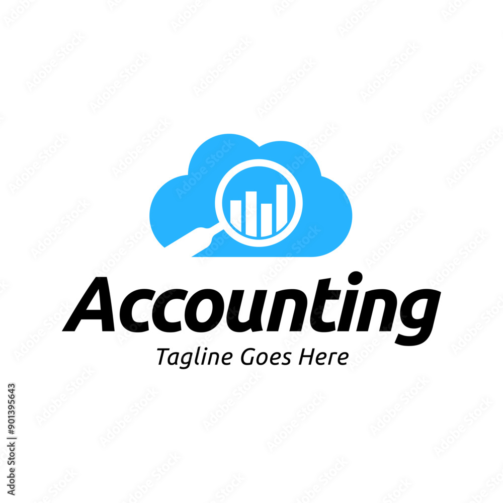 Vector logo combination of a graph and magnifier Vector logo combination of a graph and magnifier