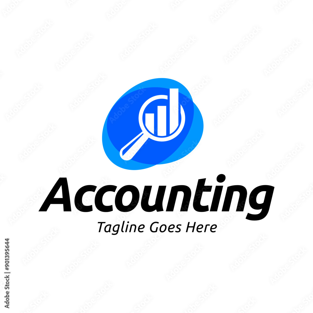 Vector logo combination of a graph and magnifier Vector logo combination of a graph and magnifier