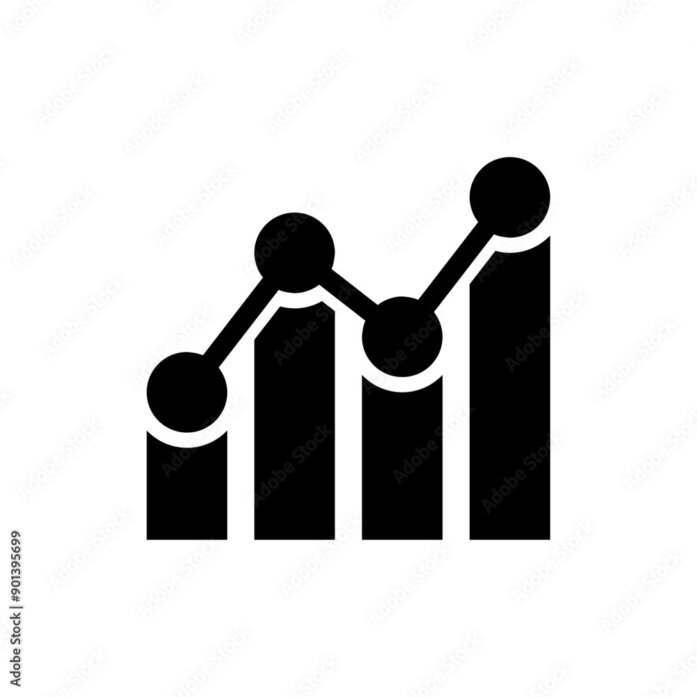 Growing bar graph icon in black on a white background. Vector illustration Growing bar graph icon in black on a white background. Vector illustration