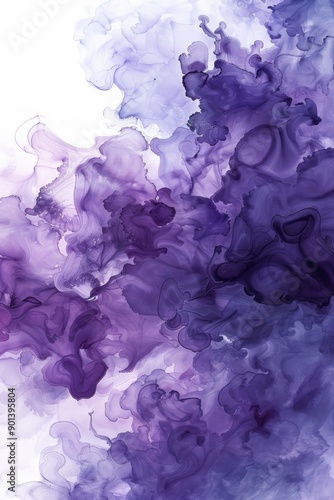 alcohol ink painting of clouds in a light navy and violet color palette against a white background