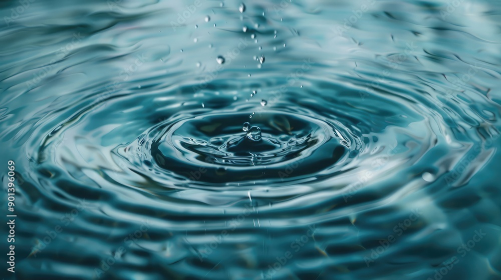Clear droplet of water creating ripples in a calm pool, illustrating impact and influence. Clear droplet of water creating ripples in a calm pool, illustrating impact and influence.