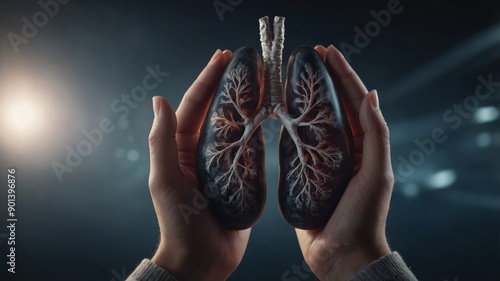 Wallpaper Mural Hand holding lungs, world tuberculosis day concept. Torontodigital.ca