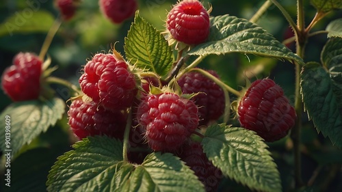 Fresh red ripe raspberries