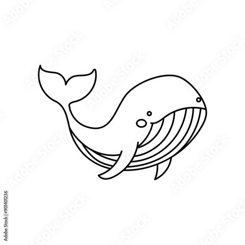 whale coloring page , isolated , Simple Animal Coloring Page , Vector Illustration