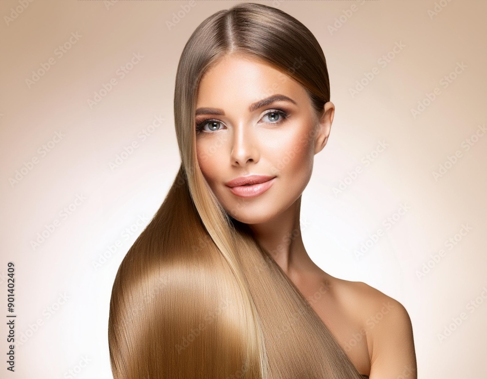 Model girl with shiny brown smooth healthy hair with long straight and glowing, skin natural shine Model girl with shiny brown smooth healthy hair with long straight and glowing, skin natural shine
