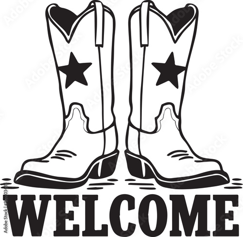 Cowboy Boots Welcome Vector