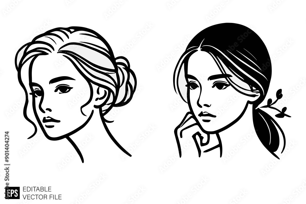 silhouette woman black and white illustration design silhouette woman black and white illustration design