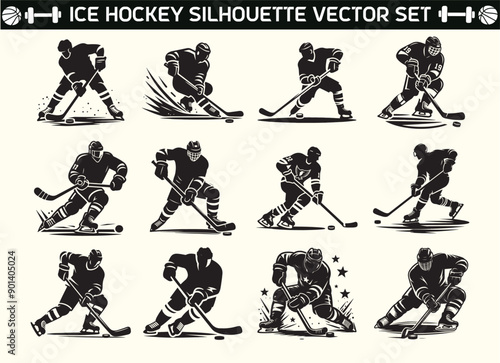 Photography Ice hockey Player silhouette vector in illustration