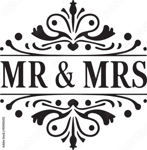 Mr and Mrs Monogram Vector