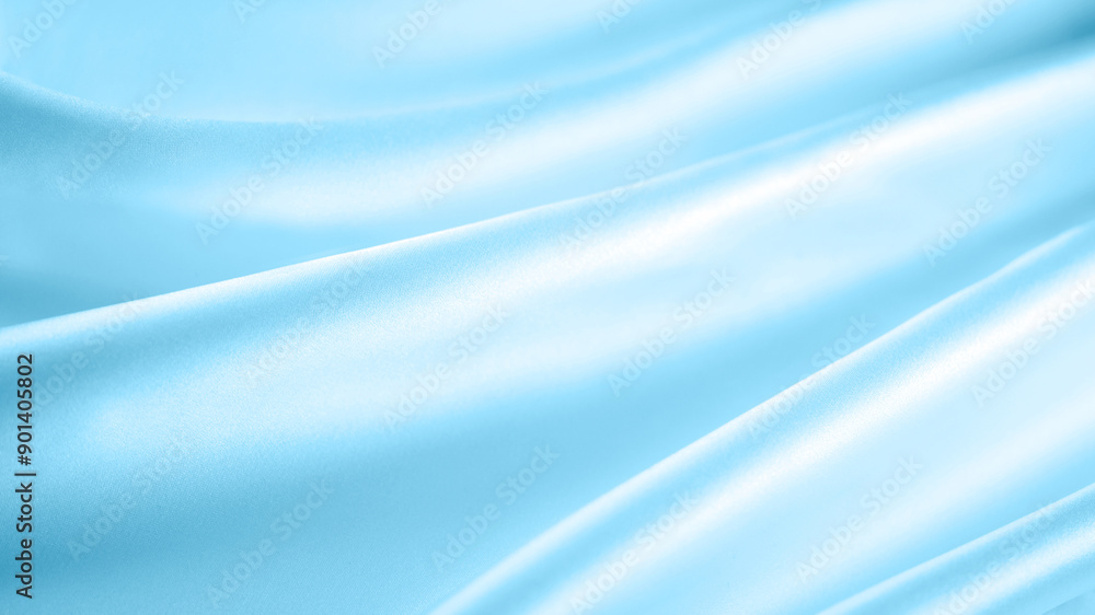 流れのあるアイスブルーのシルクサテン