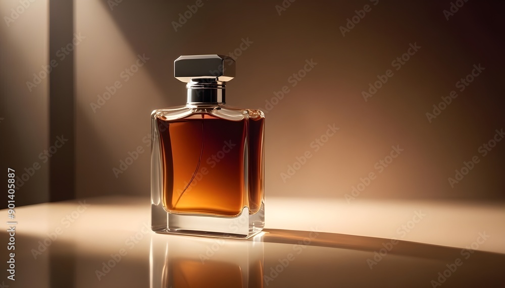 Exquisite fragrance bottle amidst a hazy, ethereal smoke-filled backdrop Exquisite fragrance bottle amidst a hazy, ethereal smoke-filled backdrop