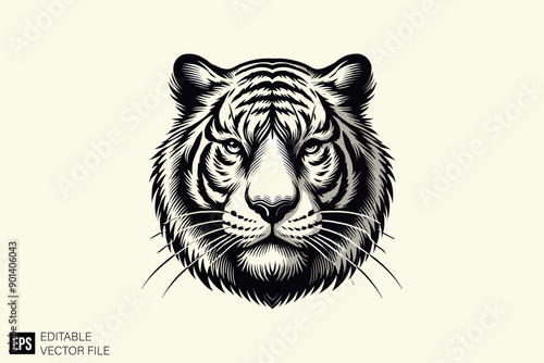 Black and white tiger head vector illustration design ideas templates