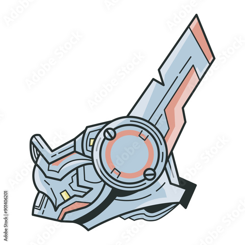 flat vector of cool robot mouth mask seen from the side
