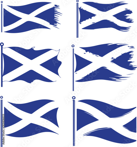 Scotland Grunge Flags Silhouette Collection