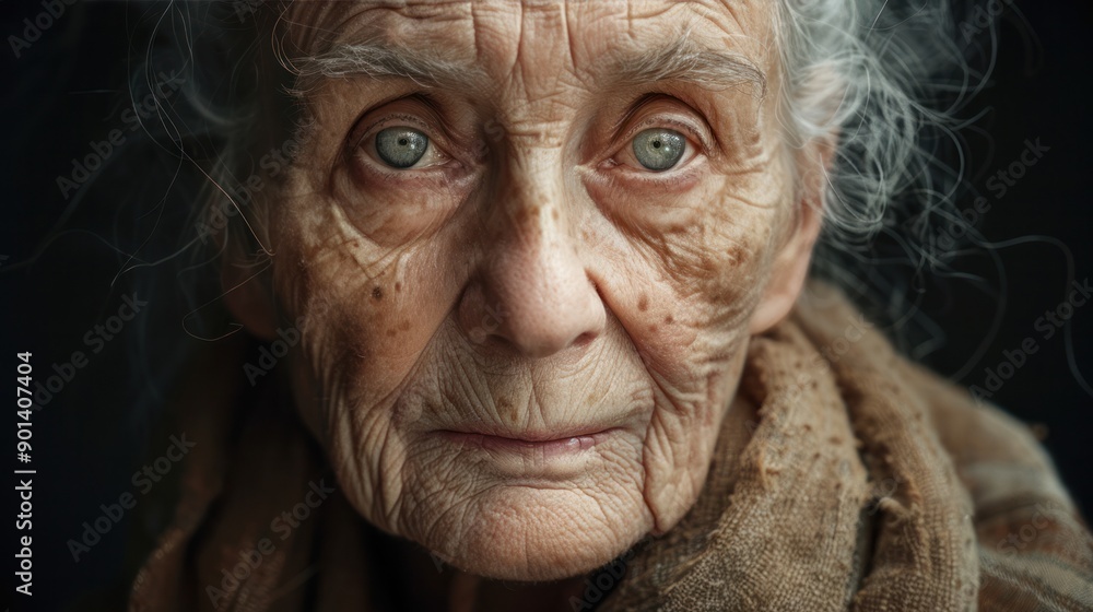 A Woman with a weathered yet graceful face, representing the natural beauty that comes A Woman with a weathered yet graceful face, representing the natural beauty that comes
