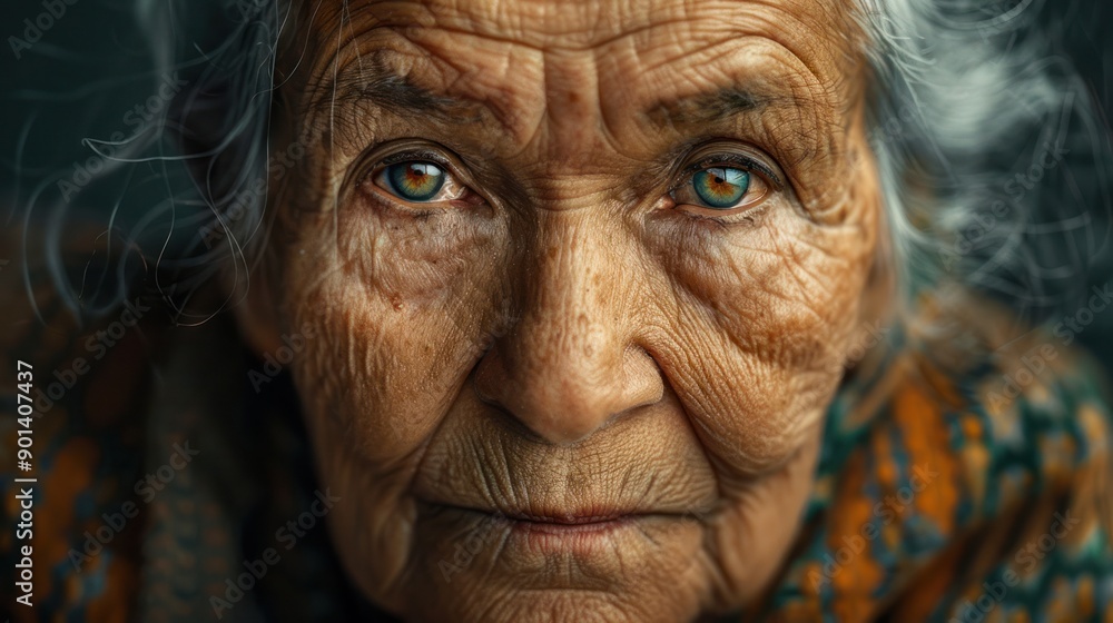A Woman with a weathered yet graceful face, representing the natural beauty that comes A Woman with a weathered yet graceful face, representing the natural beauty that comes