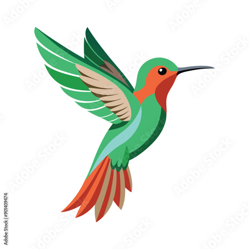 Beautiful hummingbird flying on a white background. © creativedesign309