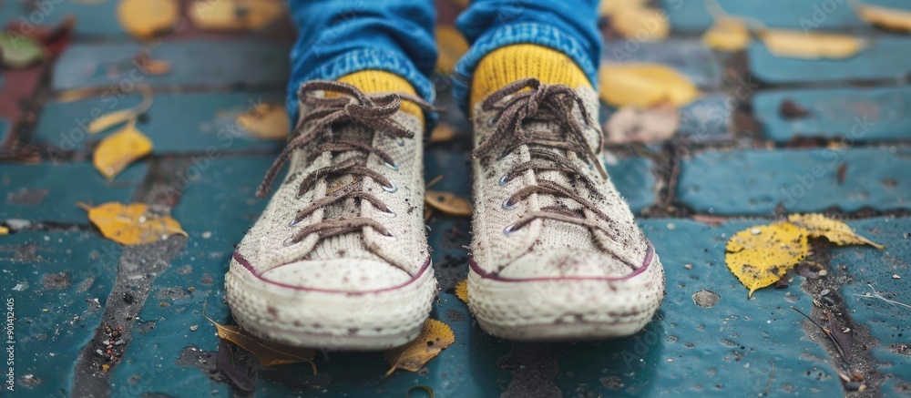 A male student s socks are worn out with visible holes and toes poking through in a copy space image A male student s socks are worn out with visible holes and toes poking through in a copy space image
