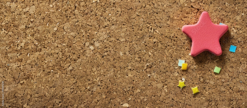 Cork board with recycled paper note featuring a star message Ideal for copy space image Cork board with recycled paper note featuring a star message Ideal for copy space image