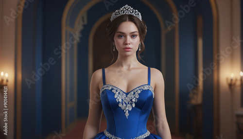 woman in a blue dress