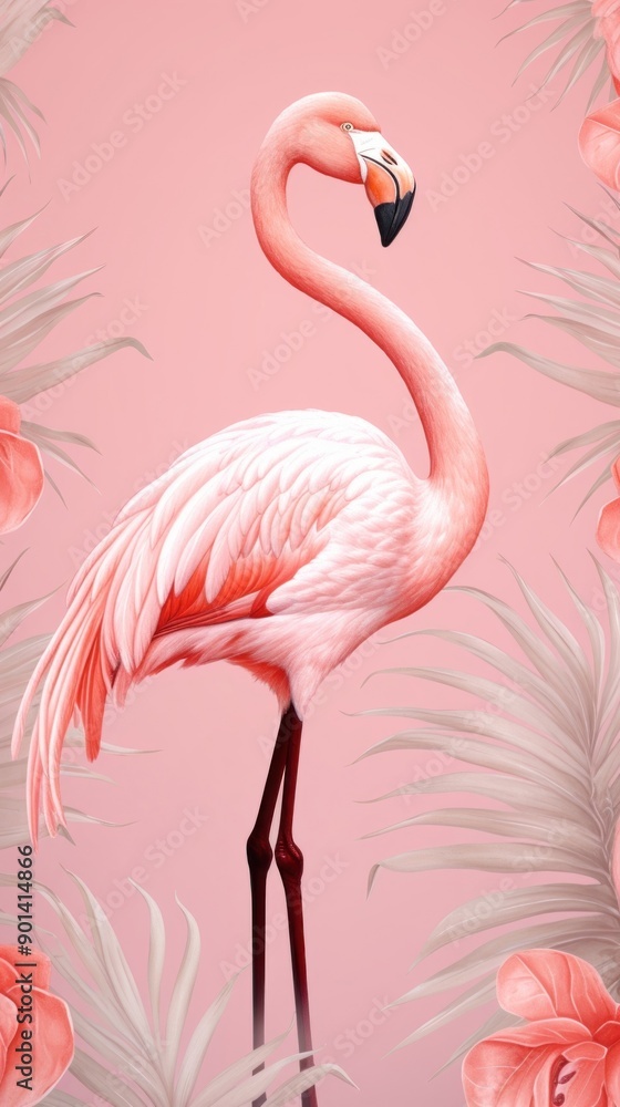 Obraz premium Wallpaper flamingo animal bird pink.