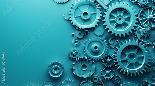 Wallpaper Mural Gear wheel technology pattern on blue gradient background. Generative Ai. Torontodigital.ca