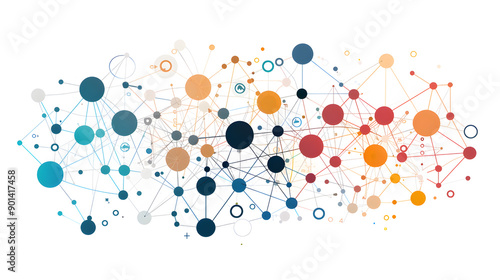 Geometric network graphic illustration. Vector innovation connect circles. Generative Ai.