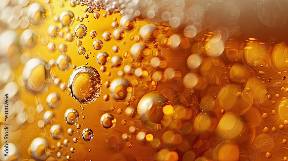 A close up of bubbles in a glass of beer A close up of bubbles in a glass of beer