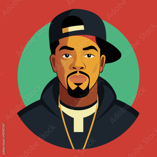 balck man rap hip-hop gangsta style vector illustration
