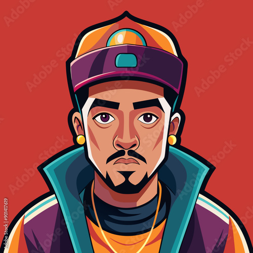 balck man rap hip-hop gangsta style vector illustration