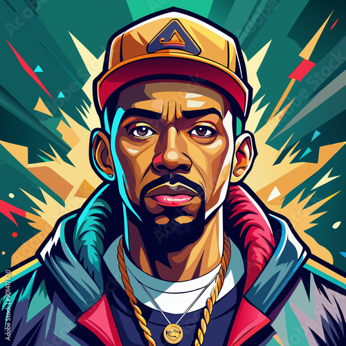 balck man rap hip-hop gangsta style vector illustration