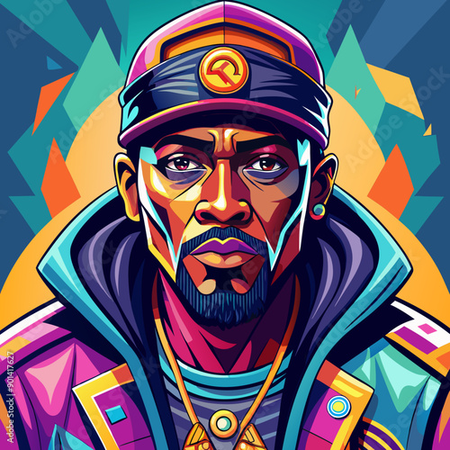 balck man rap hip-hop gangsta style vector illustration