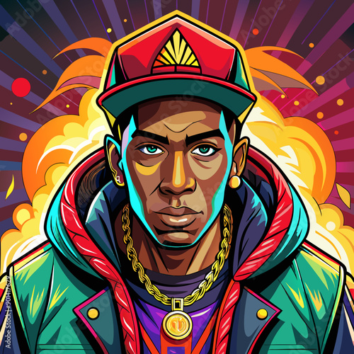 balck man rap hip-hop gangsta style vector illustration