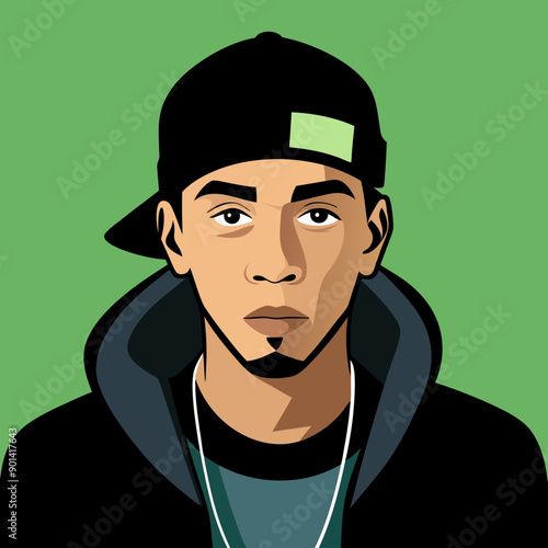 balck man rap hip-hop gangsta style vector illustration