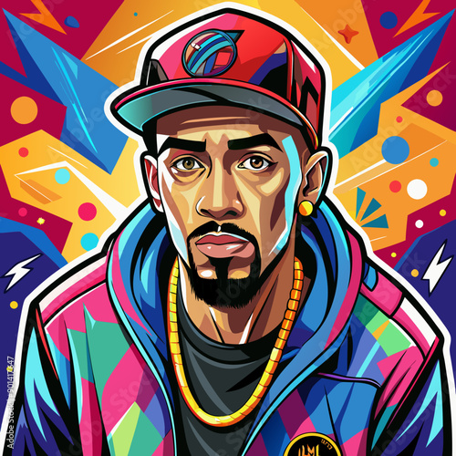balck man rap hip-hop gangsta style vector illustration