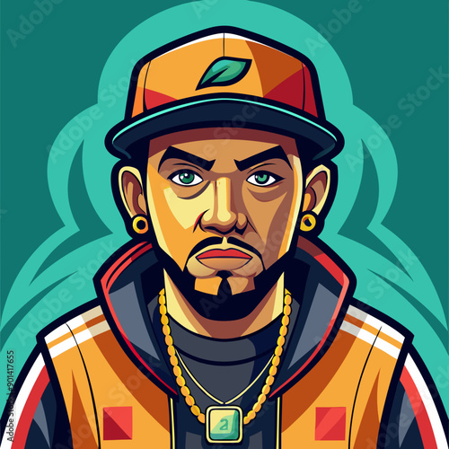 balck man rap hip-hop gangsta style vector illustration