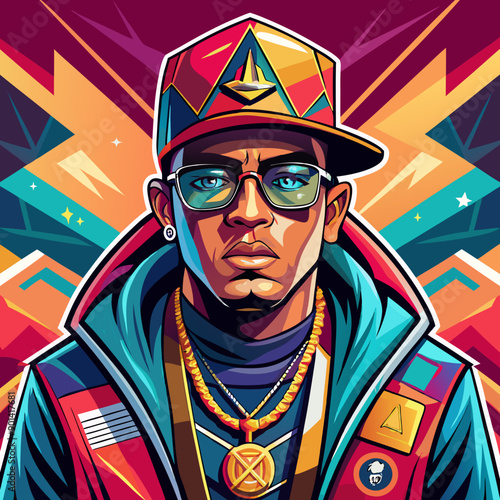 balck man rap hip-hop gangsta style vector illustration