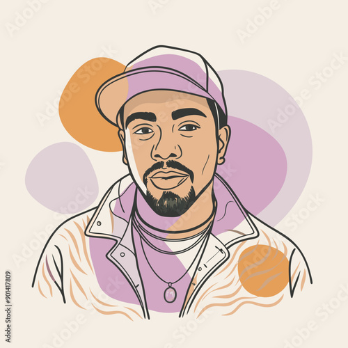 balck man rap hip-hop gangsta style vector illustration