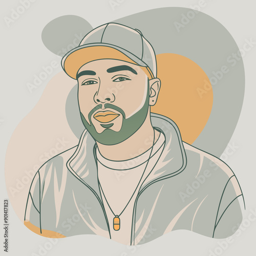 balck man rap hip-hop gangsta style vector illustration