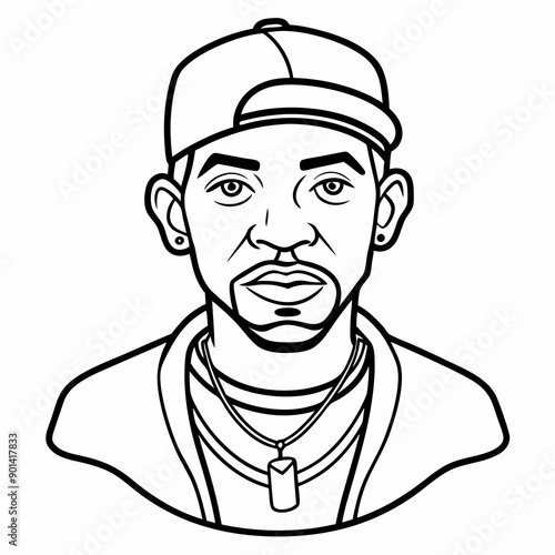balck man rap hip-hop gangsta style vector illustration