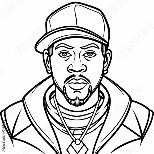 balck man rap hip-hop gangsta style vector illustration