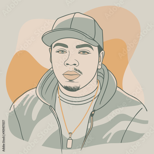 balck man rap hip-hop gangsta style vector illustration