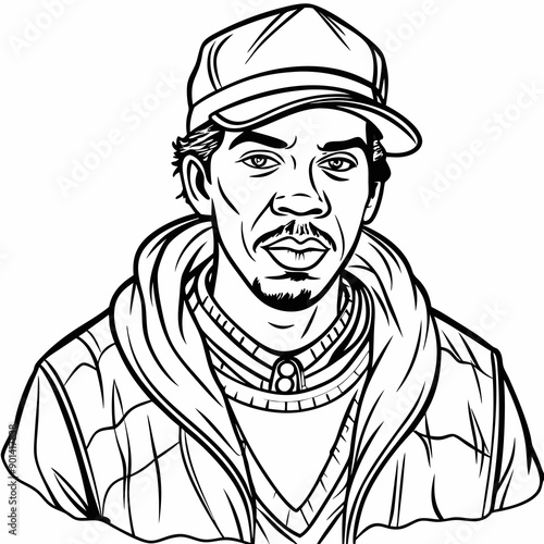 balck man rap hip-hop gangsta style vector illustration