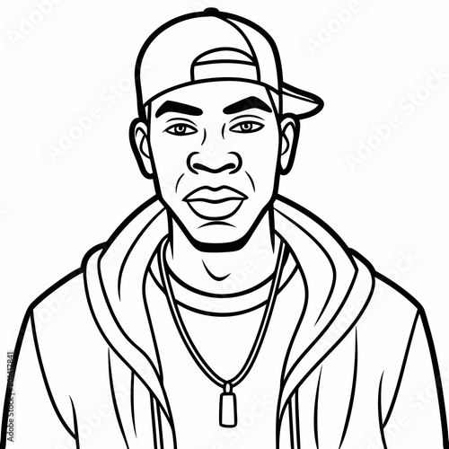balck man rap hip-hop gangsta style vector illustration