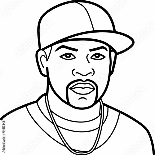 balck man rap hip-hop gangsta style vector illustration