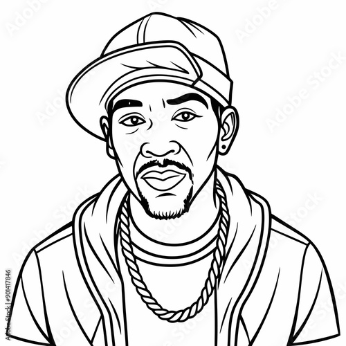 balck man rap hip-hop gangsta style vector illustration