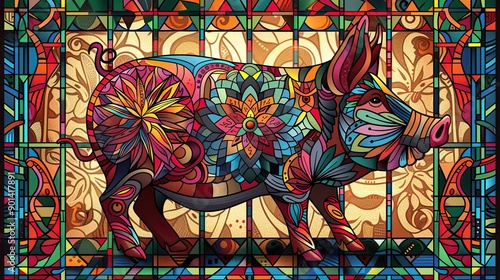 Wallpaper Mural A colorful pig is the main subject of this painting Torontodigital.ca